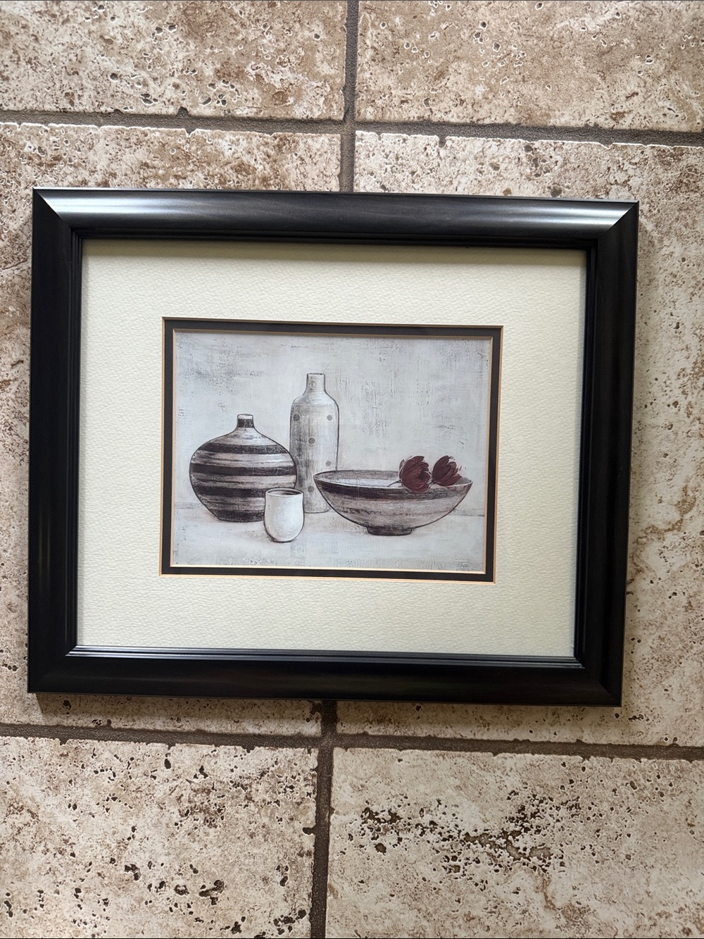 Source Unknown Framed Still Life Art in Black, Cream, Brown